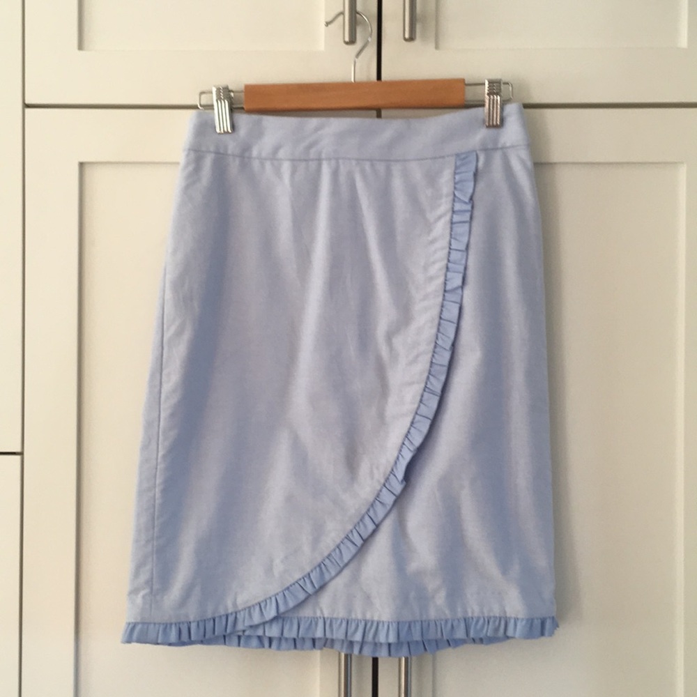 J. Crew Ruffle Hem Cotton Pencil Skirt Size 2